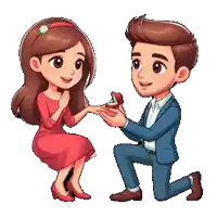 a man is kneeling down and giving a ring to his girlfriend