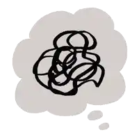 a drawing of a bunch of swirls with a thought bubble