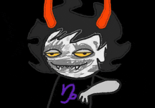 a drawing of a troll with horns and a purple shirt that says turn