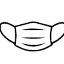 a black and white drawing of a face mask with three lines on it .