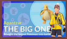 an advertisement for a game called the big one shows a man and a dragon