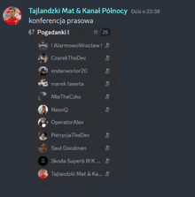 a screenshot of a group chat with the name tajlandzki mat & kanat ponocny at the top