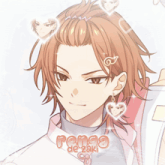 a picture of a boy with hearts around his head and the name renge de zaki on the bottom
