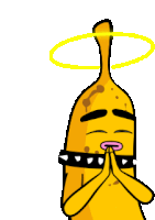 a cartoon banana with a halo on its head