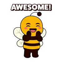 a cartoon of a bee with the words awesome behind it