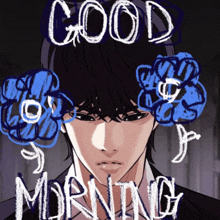 a drawing of a man says good morning