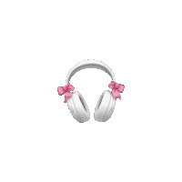 white headphones with pink bows on them on a white background