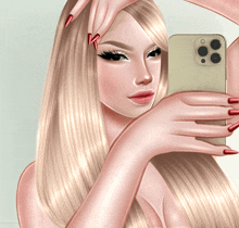 a drawing of a woman taking a selfie with a phone