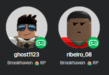 a screenshot of two roblox characters named ghost1123 and ribeiro_08