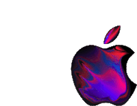 an apple logo with a purple and red swirl