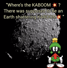 marvin the martian stands in front of a kaboom