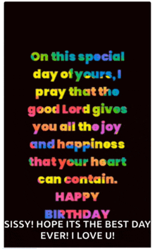 on this special day of yours i pray that the good lord gives you all the joy and happiness that your heart can contain.