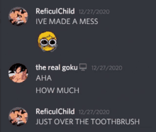 a screenshot of a discord conversation between reficulchild and another person