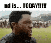 a man is standing in front of a crowd with the words " nd is ... today !!! " written above him
