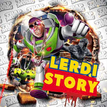 a poster for lerdi story features buzz lightyear and the aliens