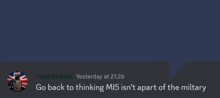 a screenshot of a conversation between rounteens and mi5 isn 't apart of the military