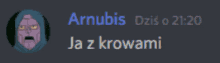 a screenshot of a discord conversation between arnobis and ja z krowami