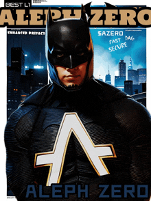 a poster for aleph zero with a batman on it