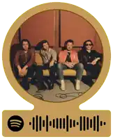 a group of men sitting on a couch with a spotify logo in the corner