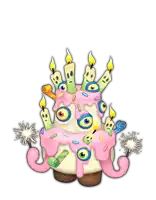 an illustration of a birthday cake with candles and sprinkles