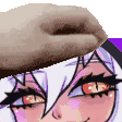 a close up of a cartoon character 's face with a hand holding her head .