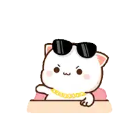 a cute cartoon cat wearing sunglasses and a gold chain