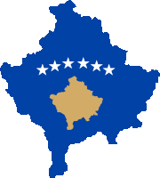 a map of kosovo with five white stars