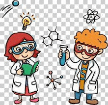 a boy and a girl are standing next to each other in a lab coat holding test tubes .