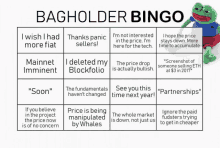 a bagholder bingo board with a frog on it