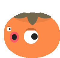 a cartoon illustration of a tomato with a surprised expression on its face