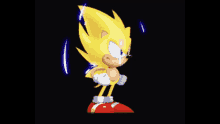 a cartoon of sonic the hedgehog with a lightning bolt coming out of his head