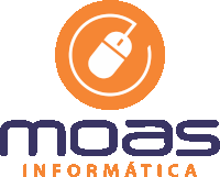 a logo for moas informatica shows a computer mouse