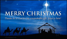 a merry christmas poster with a nativity scene on it