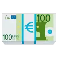 a stack of 100 euro bills with a euro symbol on them