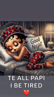 a picture of betty boop sleeping on a bed