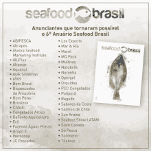 an ad for seafood brasil shows a list of companies