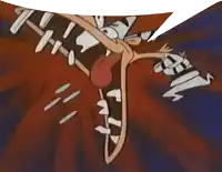 a cartoon character with a speech bubble that says ' i 'm sorry '