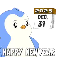a cartoon penguin holding a calendar that says 2026 on it