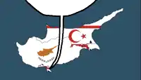 a drawing of a map of cyprus with the flag of cyprus on it