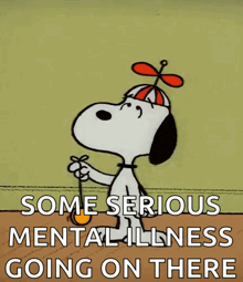 a cartoon of snoopy with the words some serious mental illness going on there on the bottom
