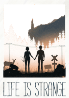 a poster for life is strange shows a man and woman holding hands