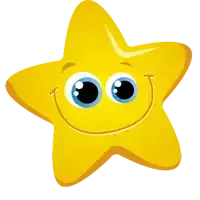 a yellow star with a smile on its face