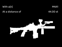 a silhouette of a rifle with the words with a n at a distance of 44.00 st