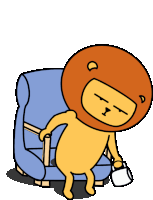 a cartoon of a lion sitting on a chair