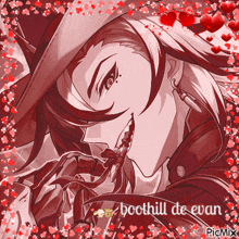 a picture of boothill de evan with hearts around him