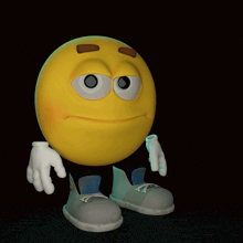 a cartoon smiley face with a broken leg and a pair of shoes