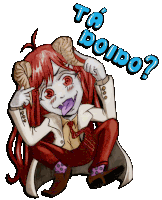 a drawing of a girl with horns and the words " to doido "