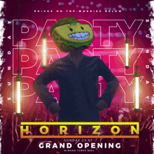 a poster for a party called horizon grand opening on sunday 23.07