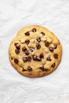 a close up of a chocolate chip cookie with sea salt on top