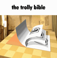 a trolly bible with a picture of a troll on the cover